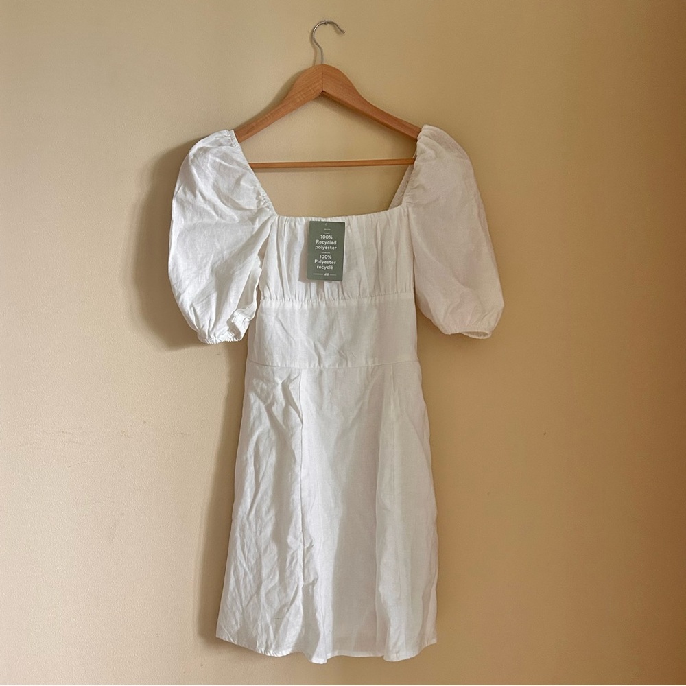 NWT H&M Elegant White Puff Sleeve Dress Summer Spring size XS